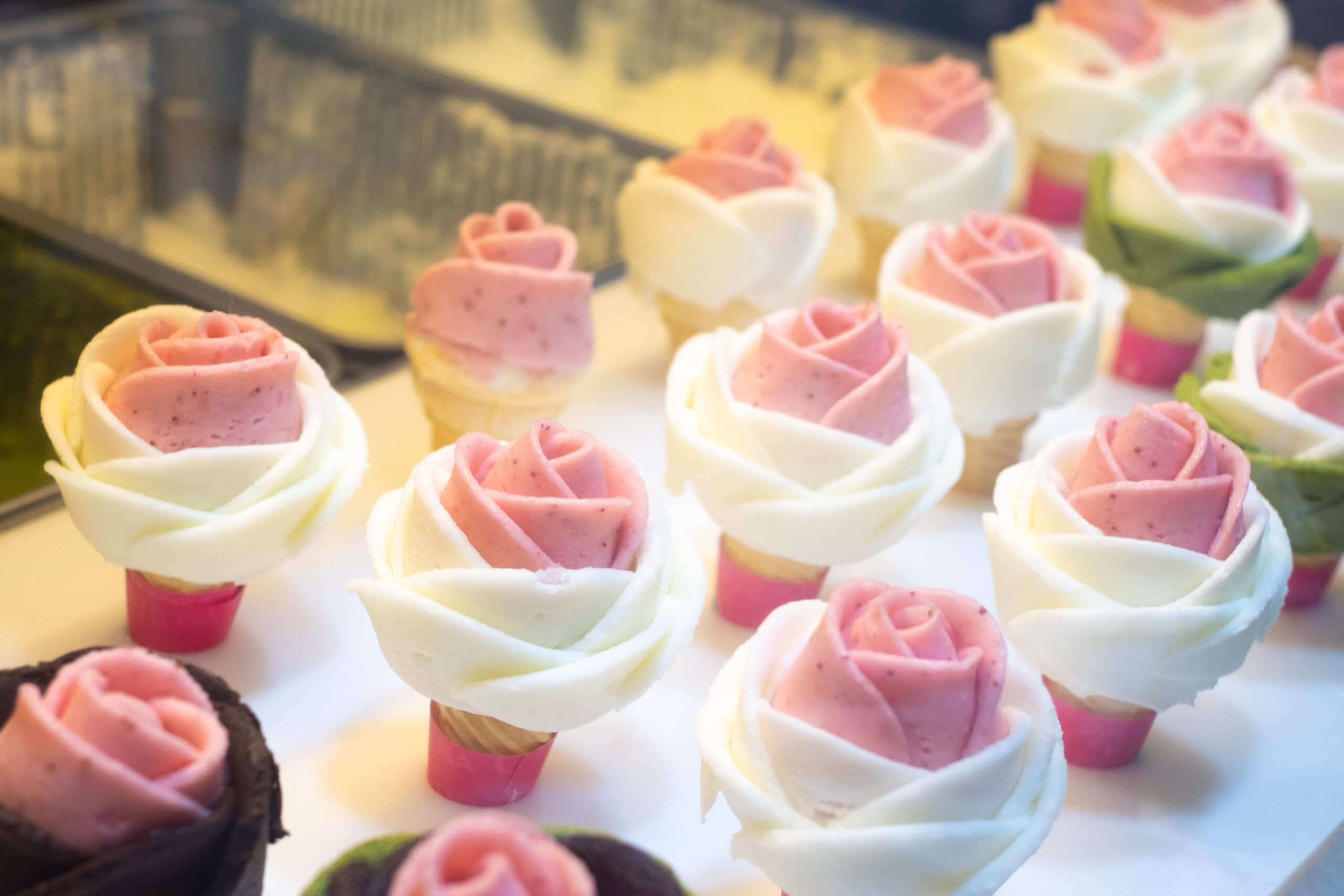 formulated ingredients to make rose shape ice cream sold at ice cream shop