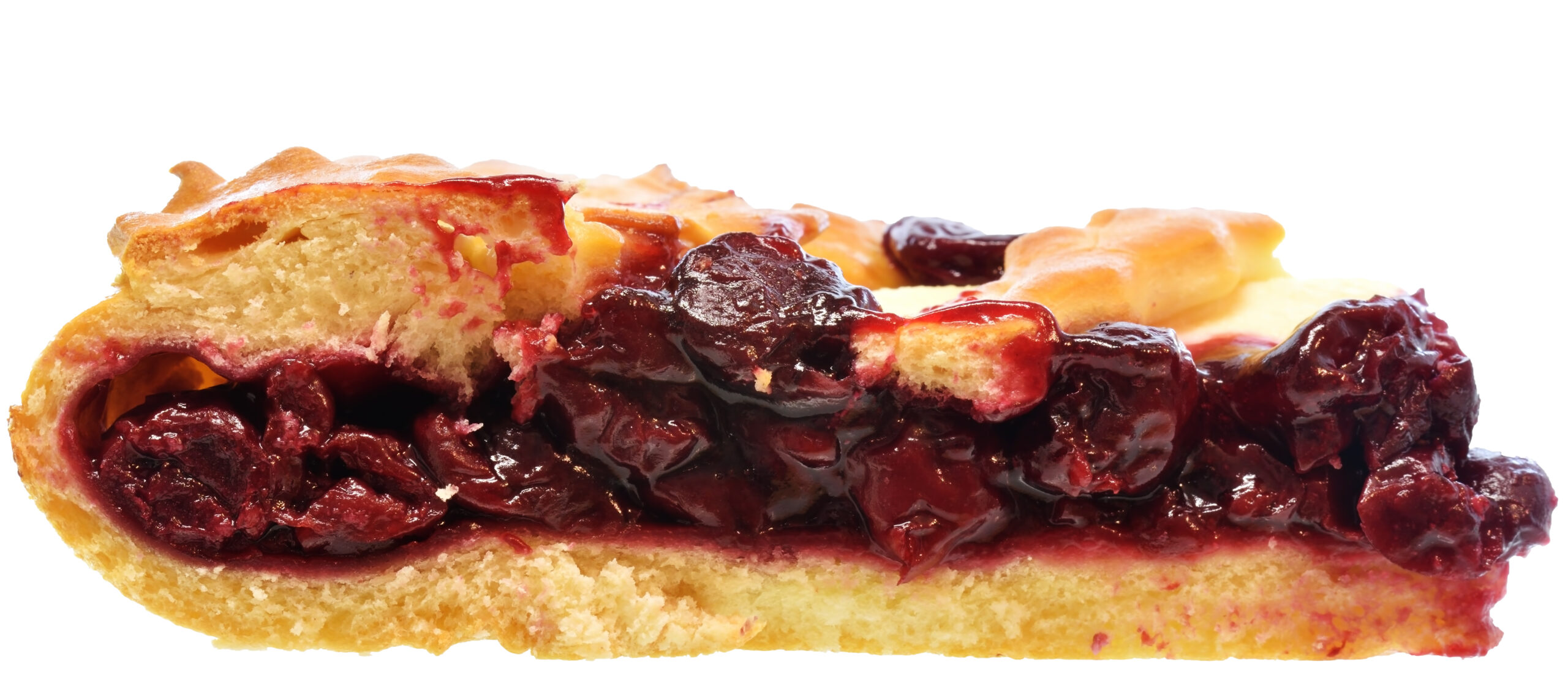 open pie with fruit filling from cherries isolated on a white background