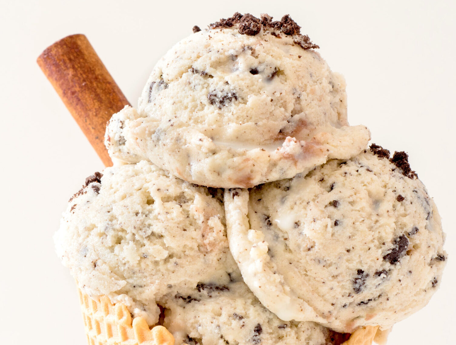 Stracciatella ice cream in cone