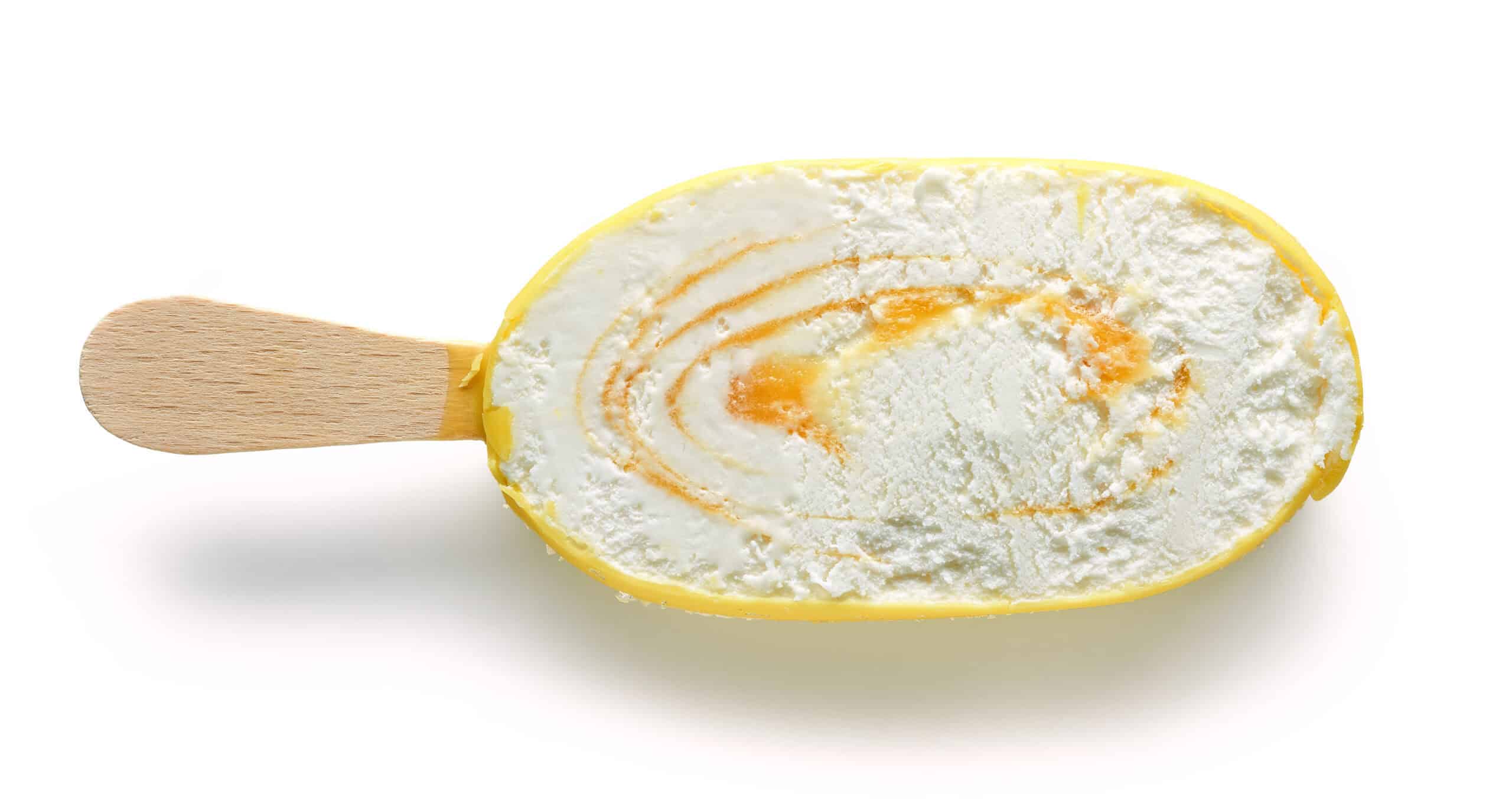 Ice cream bar cross section highlighting coating strategy and inclusion limits