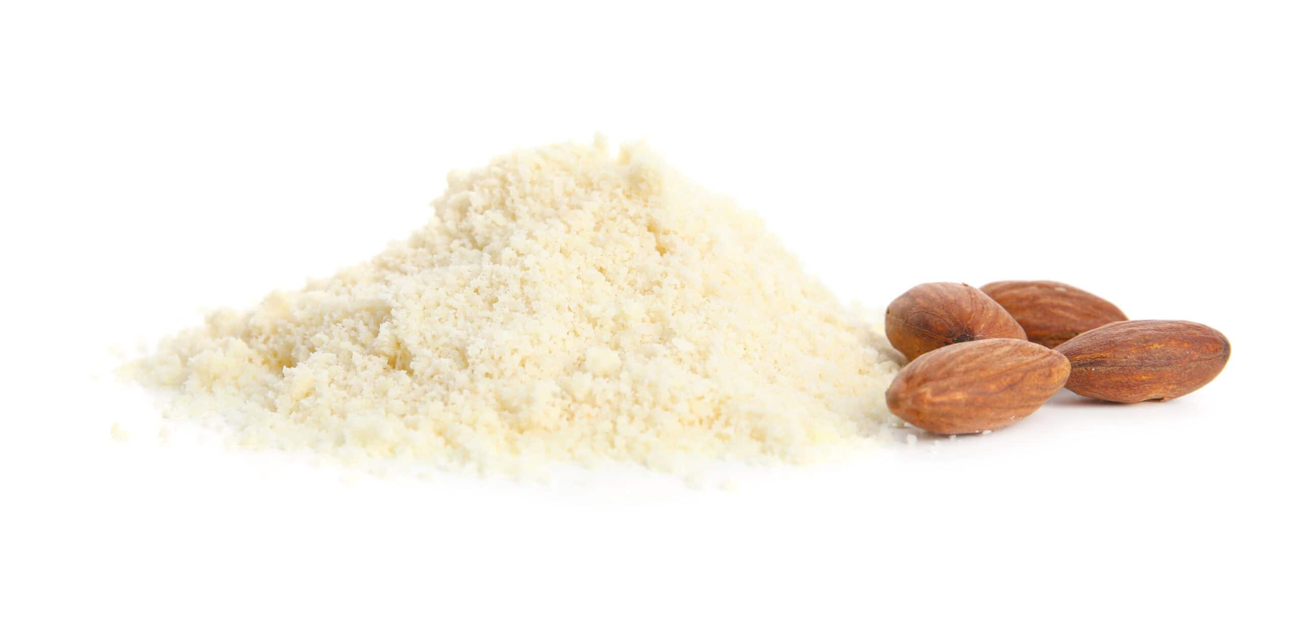 Almond flour with whole almonds illustrating gluten-free bakery trends offering protein and functional health benefits