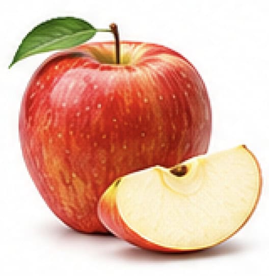 Gala apple with a sliced wedge