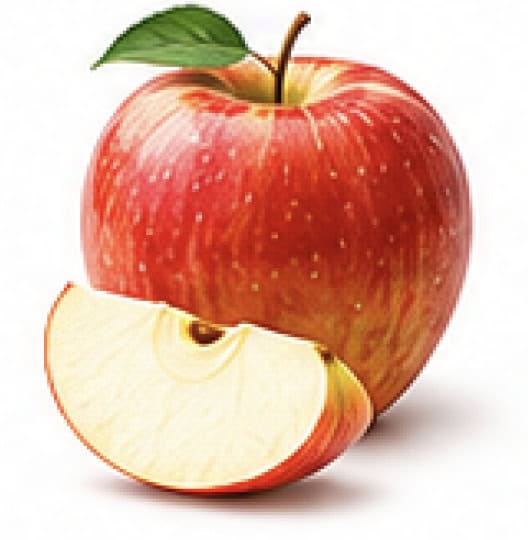 Honeycrisp apple with a sliced wedge